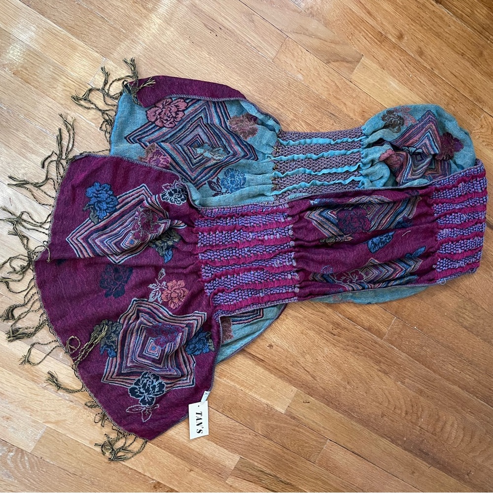 Plum and teal scarf by Tans